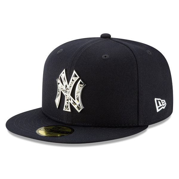 New York Yankees New Era FRACTURED LOGO 59Fifty Fitted MLB Hat - Navy/Silver