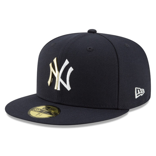 New York Yankees New Era METAL SPLIT LOGO 59Fifty Fitted MLB Hat - Navy/Gold