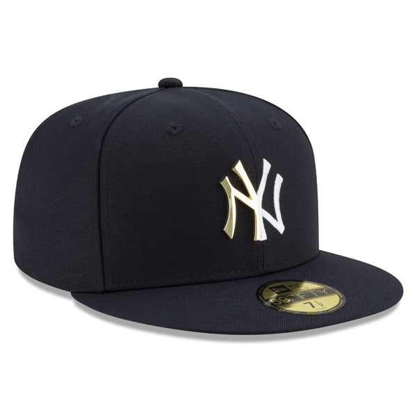 New York Yankees New Era METAL SPLIT LOGO 59Fifty Fitted MLB Hat - Navy/Gold