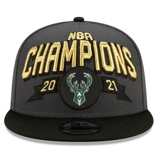 Milwaukee Bucks New Era 2021 NBA Finals Champions Locker Room 9FIFTY Snapback Hat - Gray/Black