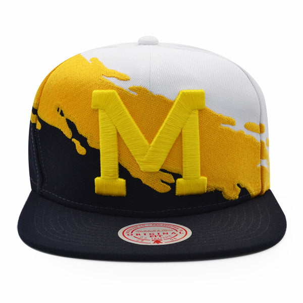 Michigan Wolverines NCAA Mitchell & Ness PAINTBRUSH Snapback Hat - Navy/Yellow