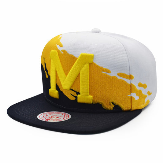 Michigan Wolverines NCAA Mitchell & Ness PAINTBRUSH Snapback Hat - Navy/Yellow