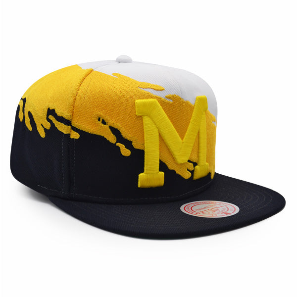 Michigan Wolverines NCAA Mitchell & Ness PAINTBRUSH Snapback Hat - Navy/Yellow