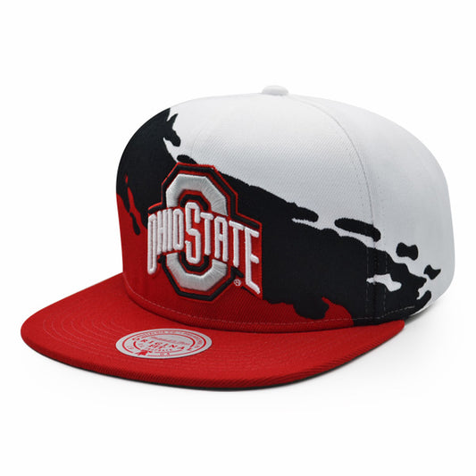 Ohio State Buckeyes NCAA Mitchell & Ness PAINTBRUSH Snapback Hat - Red/Black