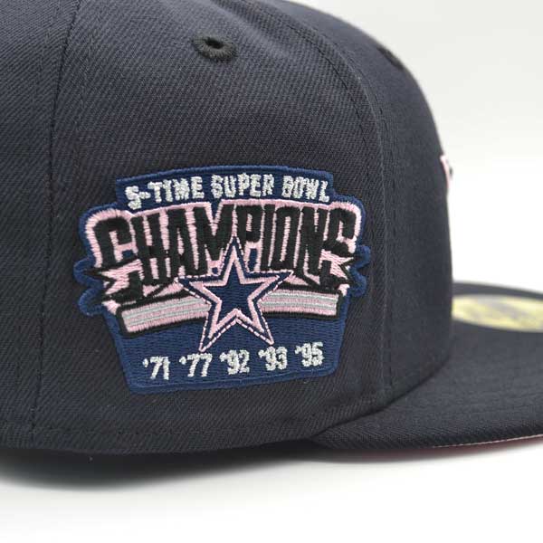 Dallas Cowboys 5-TIME CHAMPION Exclusive New Era 59Fifty Fitted NFL Hat - Navy/Pink Bottom