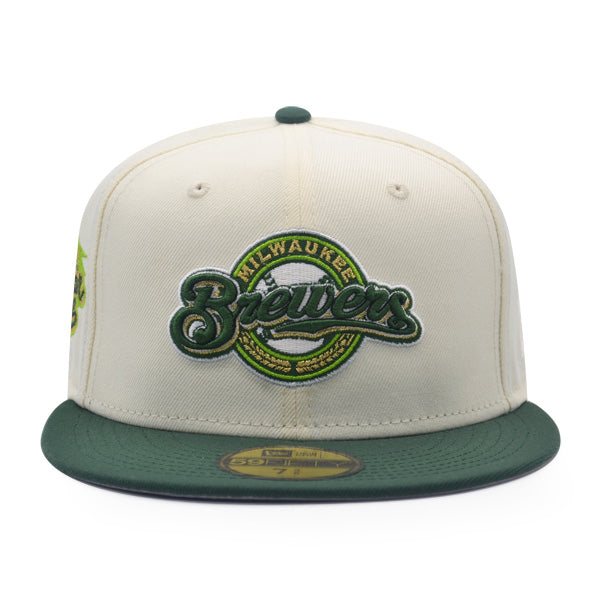 Milwaukee Brewers 2002 ALL-STAR GAME Exclusive New Era 59Fifty Fitted Hat - Chrome/Pine/Gold Metallic