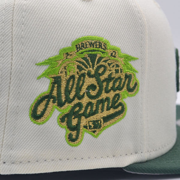 Milwaukee Brewers 2002 ALL-STAR GAME Exclusive New Era 59Fifty Fitted Hat - Chrome/Pine/Gold Metallic