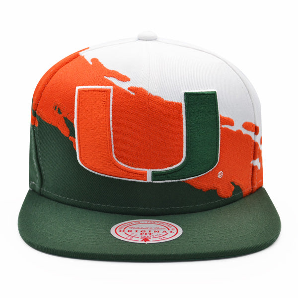 Miami Hurricanes NCAA Mitchell & Ness PAINTBRUSH Snapback Hat - Green/Orange