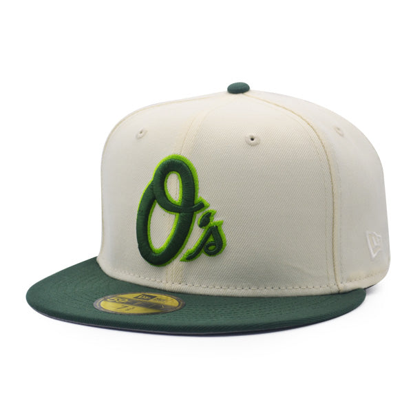 Baltimore Orioles 50th ANNIVERSARY Exclusive New Era 59Fifty Fitted Hat - Chrome/Pine/Gold Metallic