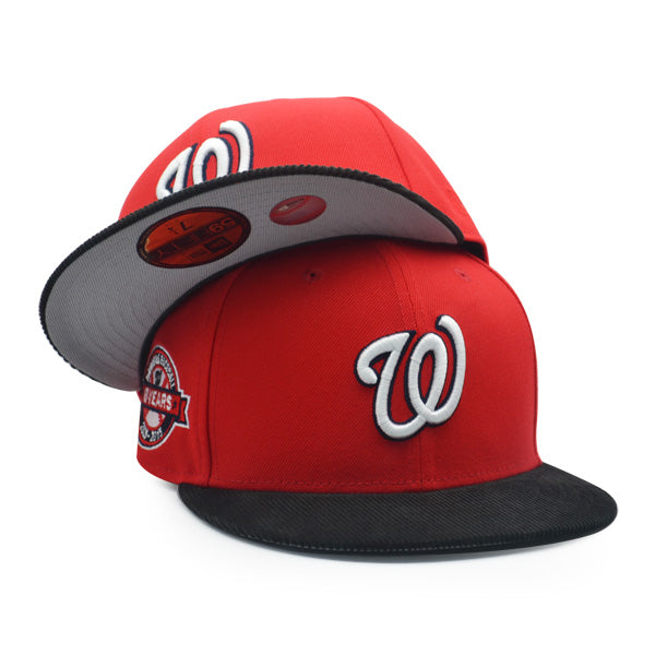 Washington Nationals 10th ANNIVERSARY Exclusive New Era 59Fifty CORD Fitted Hat – Red/Black