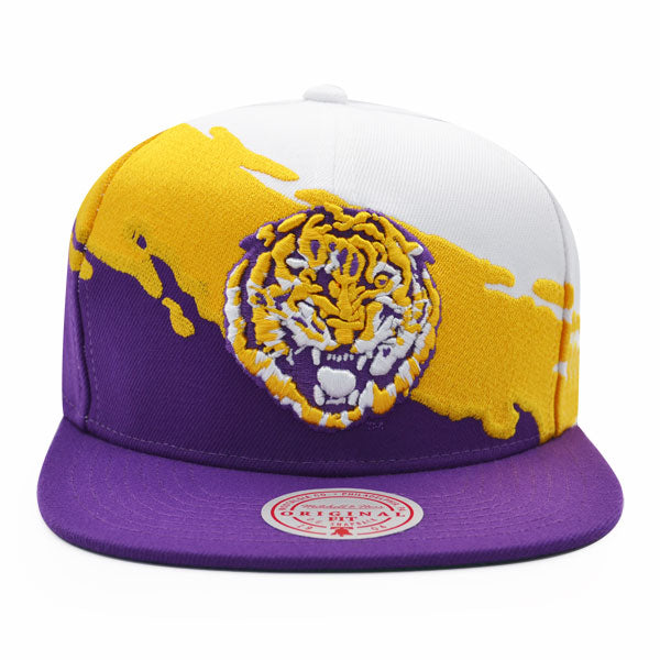 LSU Tigers NCAA Mitchell & Ness PAINTBRUSH Snapback Hat - Purple/Yellow