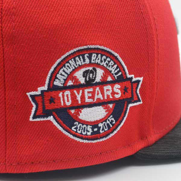 Washington Nationals 10th ANNIVERSARY Exclusive New Era 59Fifty CORD Fitted Hat – Red/Black