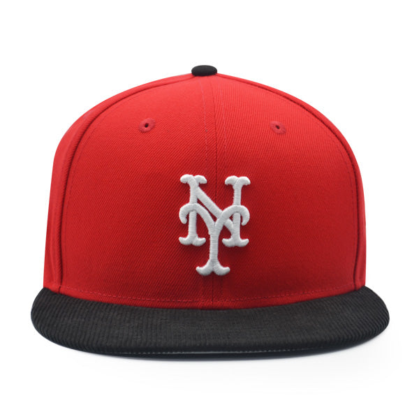 New York Mets 50th ANNIVERSARY Exclusive New Era 59Fifty CORD Fitted Hat – Red/Black