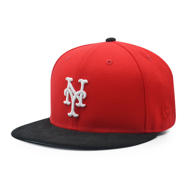 New York Mets 50th ANNIVERSARY Exclusive New Era 59Fifty CORD Fitted Hat – Red/Black