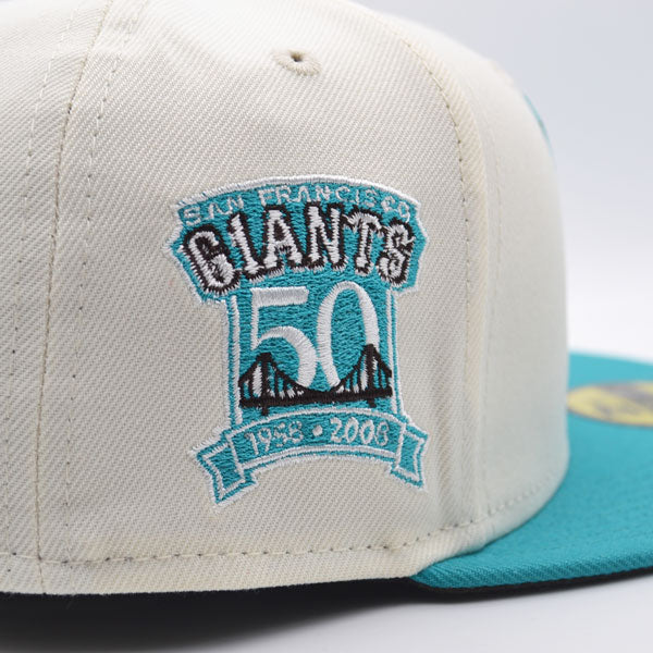 San Francisco Giants 50th Anniversary Exclusive New Era 59Fifty Fitted Hat – Chrome/Teal/Chocolate UV