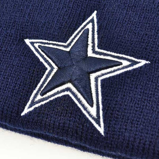 Dallas Cowboys Basic Team Logo Navy KNIT POM Cuffed NFL Hat