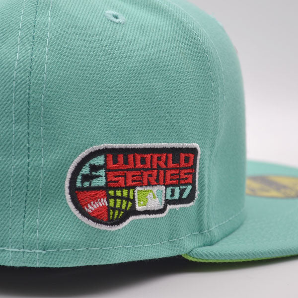 Boston Red Sox 2007 WORLD SERIES Exclusive New Era 59Fifty Fitted Hat – Mint/Red/Lime UV
