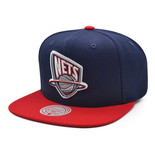 New Jersey Nets NBA Mitchell & Ness CLASSIC 2TONE Snapback Hat - Navy/Red