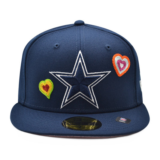 Dallas Cowboys CHAINED HEARTS Exclusive New Era 59Fifty Fitted NFL Hat- Navy/Pink
