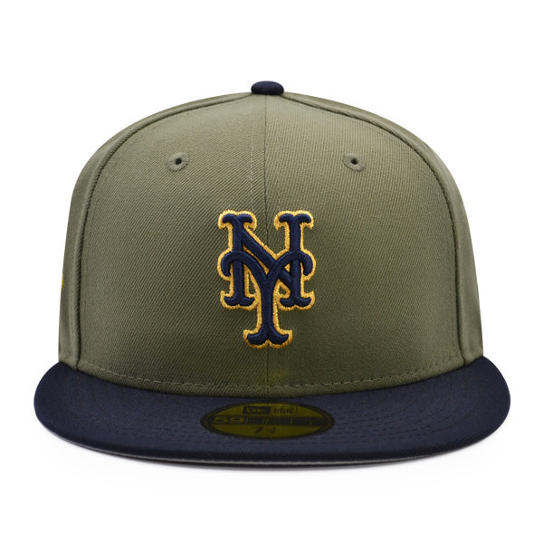 New York Mets 50th ANNIVERSARY Exclusive New Era 59Fifty Fitted Hat – New Olive/Navy