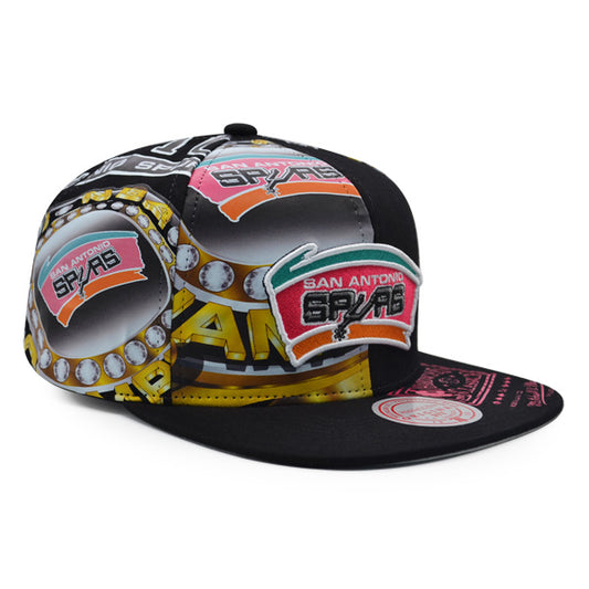 San Antonio Spurs Mitchell & Ness SUPER REMIX Snapback Hat - Black/Pink/Teal