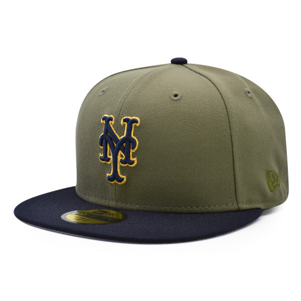 New York Mets 50th ANNIVERSARY Exclusive New Era 59Fifty Fitted Hat – New Olive/Navy