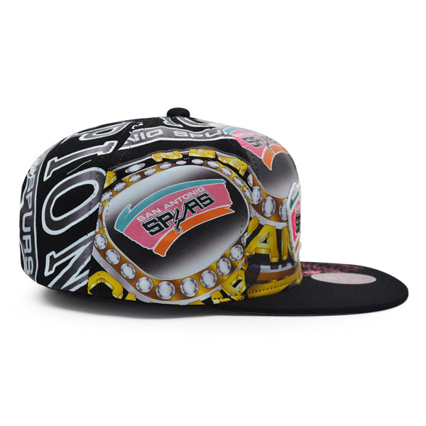 San Antonio Spurs Mitchell & Ness SUPER REMIX Snapback Hat - Black/Pink/Teal