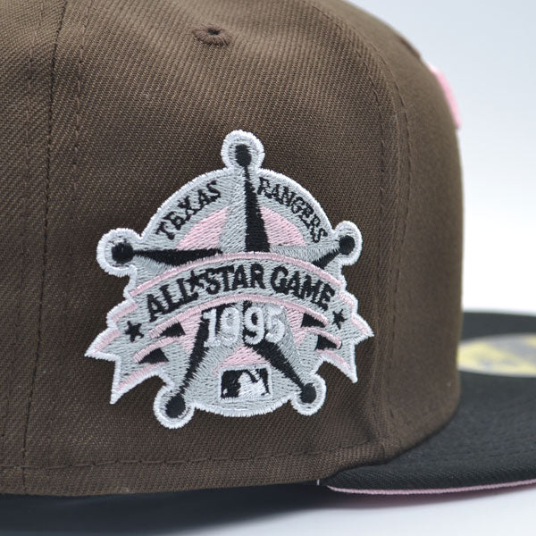 Texas Rangers 1995 ALL-STAR GAME Exclusive New Era 59Fifty Fitted Hat – Brown/Black/Pink Bottom