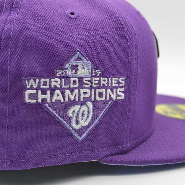 Washington Nationals 2019 WORLD SERIES CHAMPIONS Exclusive New Era GLOW 59Fifty Fitted Hat - Purple/Lavender Bottom