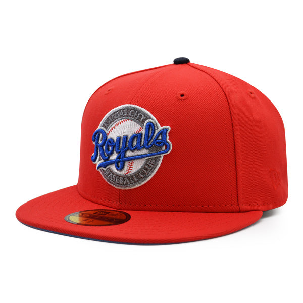 Kansas City Royals 40th Anniversary Exclusive New Era 59Fifty Fitted Hat - Front Door Red/Sky UV