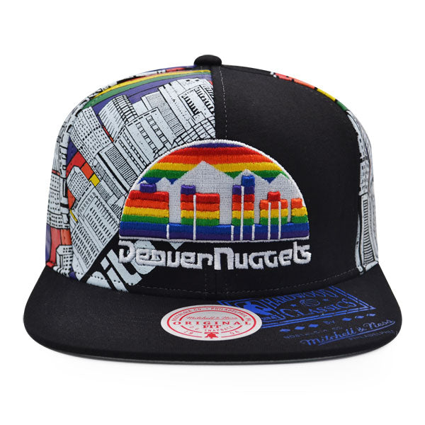 Denver Nuggets Mitchell & Ness SUPER REMIX Snapback Hat - Black/Rainbox