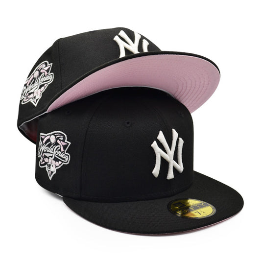 New York Yankees 2000 WORLD SERIES Exclusive New Era GLOW 59Fifty Fitted Hat - Black/White/Pink Bottom