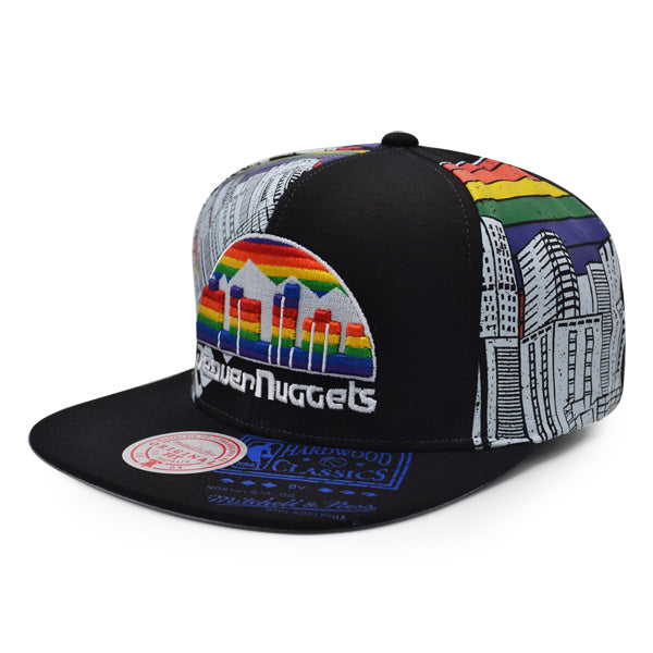 Denver Nuggets Mitchell & Ness SUPER REMIX Snapback Hat - Black/Rainbox