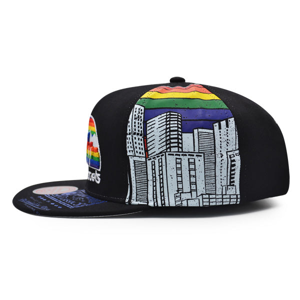 Denver Nuggets Mitchell & Ness SUPER REMIX Snapback Hat - Black/Rainbox