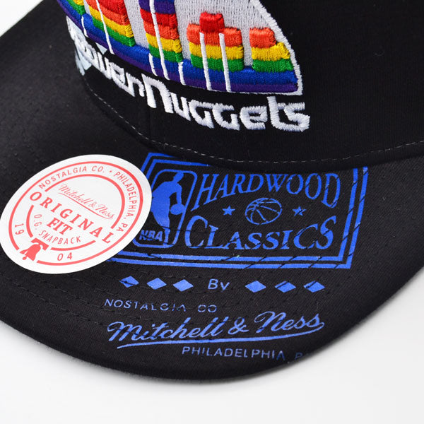 Denver Nuggets Mitchell & Ness SUPER REMIX Snapback Hat - Black/Rainbox