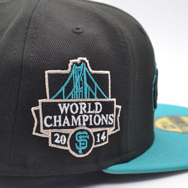 San Francisco Giants 2014 WORLD CHAMPIONS Exclusive New Era 59Fifty Fitted Hat – Black/Teal/Gray Bottom