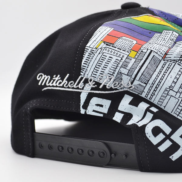 Denver Nuggets Mitchell & Ness SUPER REMIX Snapback Hat - Black/Rainbox