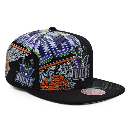 Milwaukee Bucks Mitchell & Ness SUPER REMIX Snapback Hat - Black/Green