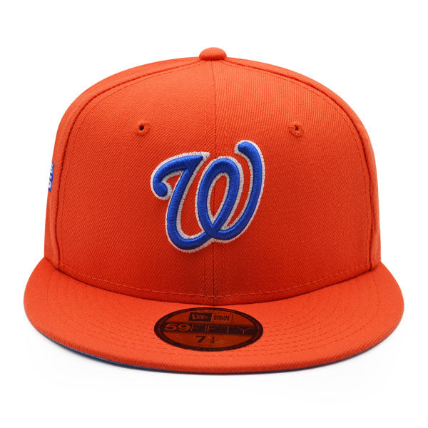 Washington Nationals 2019 WORLD SERIES CHAMPIONS Exclusive New Era GLOW 59Fifty Fitted Hat - Orange/Royal/Sky Bottom