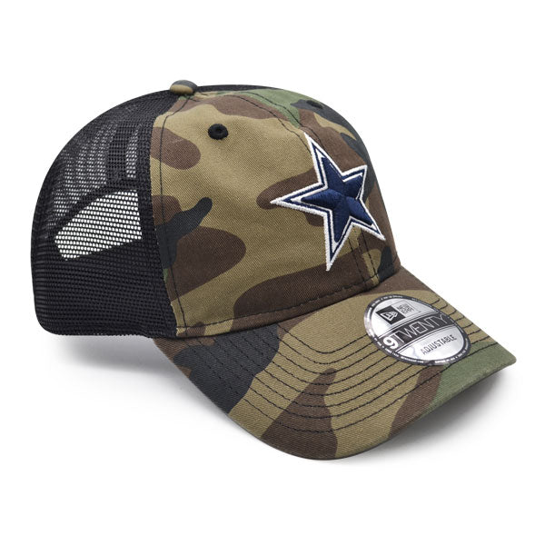 Dallas Cowboys New Era NFL CAMO TRUCKER Mesh 9Twenty Snapback Hat - Woodland Camo