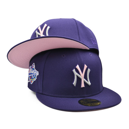 New York Yankees 1998 WORLD SERIES Exclusive New Era 59Fifty Fitted Hat - Purple/Pink