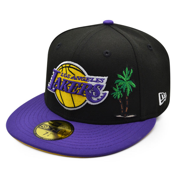 Los Angeles Lakers 2020 NBA WORLD CHAMPIONS Exclusive New Era 59Fifty Fitted Hat - Black/Purple/Yellow Bottom