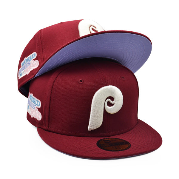 Philadelphia Phillies 1980 WORLD SERIES New Era POP-ALOT 59Fifty Fitted Hat - Maroon/Lavender