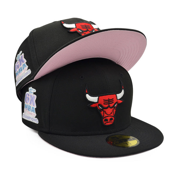 Chicago Bulls 6-TIME NBA CHAMPIONS Exclusive New Era 59Fifty Fitted Hat - Black/Pink Bottom