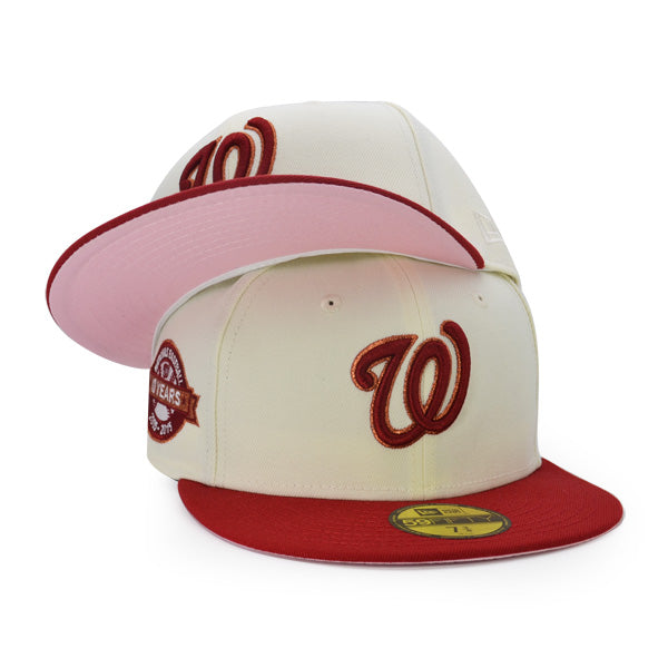 Washington Nationals 10 YEAR ANNIVERSARY Exclusive New Era 59Fifty Fitted Hat  - Chrome/Pinot/Pink UV