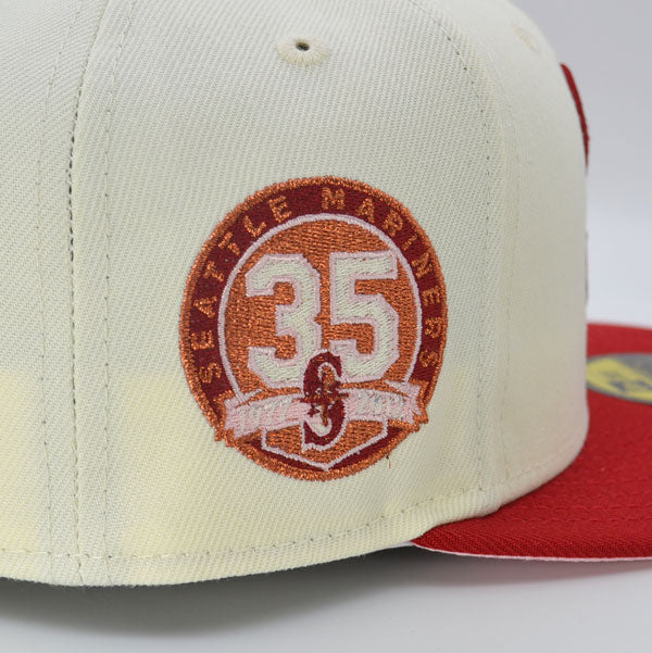 Seattle Mariners 35th ANNIVERSARY Exclusive New Era 59Fifty Fitted Hat  - Chrome/Pinot/Pink UV