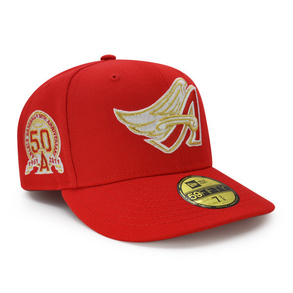 Anaheim Angels 50th ANNIVERSARY Exclusive New Era 59Fifty Fitted Hat- Front Door Red/Pink UV