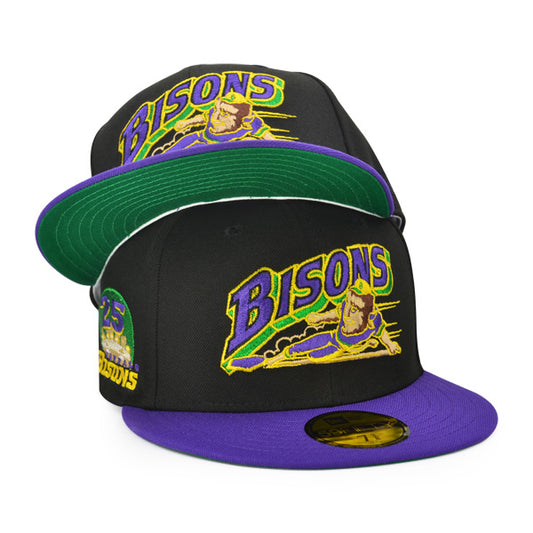 Buffalo Bisons 25th Anniversary MARDI GRAS Exclusive New Era 59Fifty Fitted Hat - Black/Purple