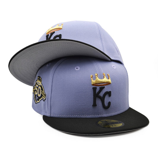 Kansas City Royals 50th Anniversary Exclusive New Era 59Fifty Fitted Hat - Lavender/Black