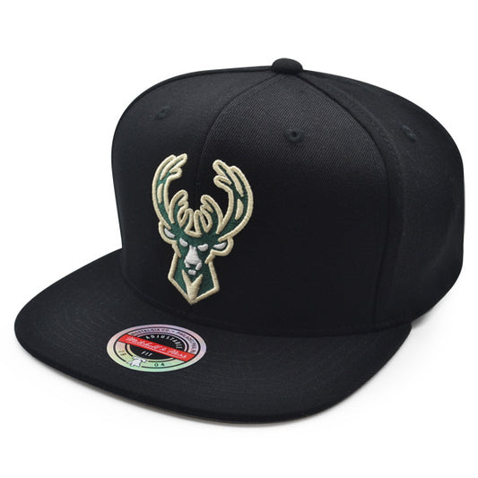 Milwaukee Bucks Mitchell & Ness DOWNTIME REDLINE Stretch Snapback Hat - Black/Pine